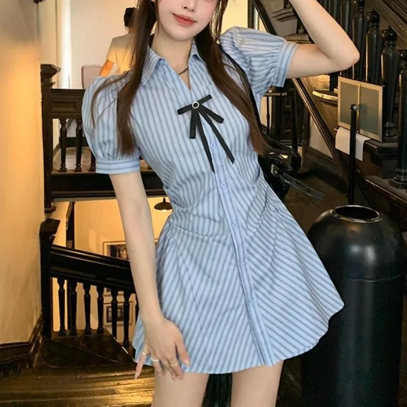 Summer Fashion Korean Slim Fit Short Preppy Style Clothes Y2k Dress Set Aesthetic Striped Draped Spliced Pleated Shirts
Summer Fashion Korean Slim Fit Short Preppy Style Clothes Y2k Dress Set Aesthetic Striped Draped Spliced Pleated Shirts