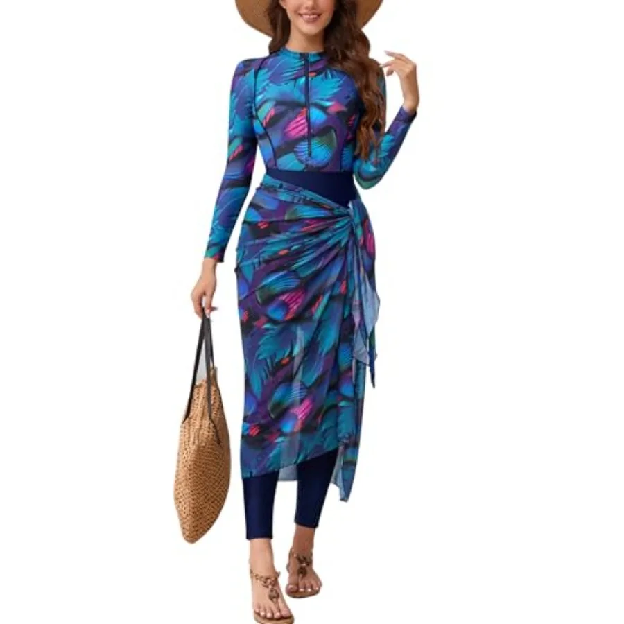 Muslim women's burkini swimsuit set for swimming and surfing: 5-piece full-coverage rash guard bathing suit wetsuit and cap in
Muslim women's burkini swimsuit set for swimming and surfing: 5-piece full-coverage rash guard bathing suit wetsuit and cap in