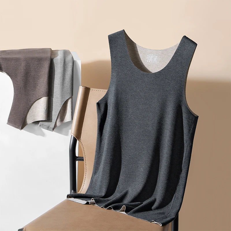 Men's Pure Color Large round Neck Warm Vest Silk Wool De Autumn Winter Thermal Underwear Double Layer Fleece Lined Vest
Men's Pure Color Large round Neck Warm Vest Silk Wool De Autumn Winter Thermal Underwear Double Layer Fleece Lined Vest