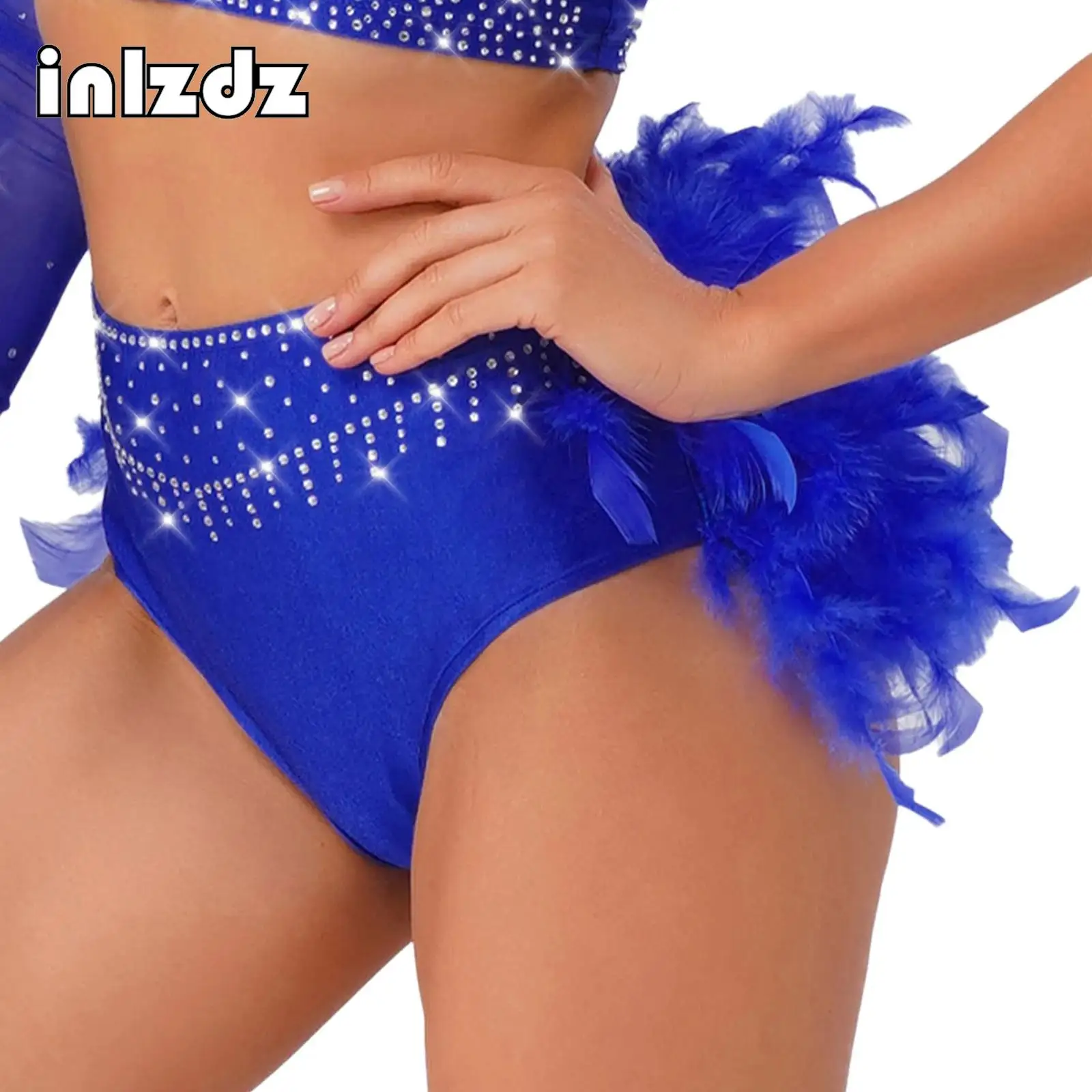 Womens Belly Dance Briefs Bottoms Front Rhinestone Back Downy Feather High Waist Briefs Shorts Cha-cha Latin Samba Dancewear
Womens Belly Dance Briefs Bottoms Front Rhinestone Back Downy Feather High Waist Briefs Shorts Cha-cha Latin Samba Dancewear