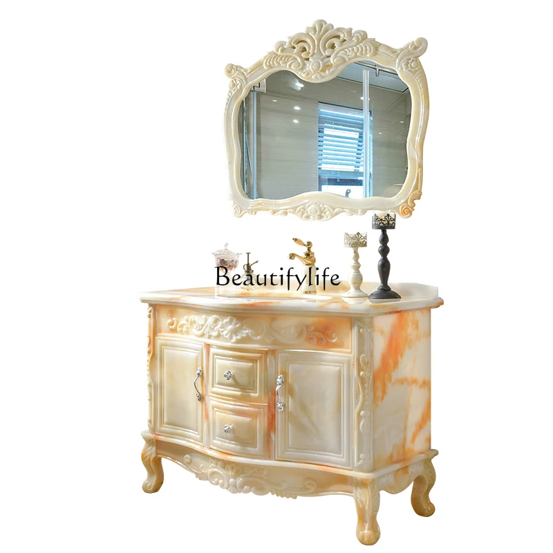 European bathroom cabinet combination Full jade bathroom Floor-to-ceiling bathroom cabinet Wash table Hand washbasin
European bathroom cabinet combination Full jade bathroom Floor-to-ceiling bathroom cabinet Wash table Hand washbasin