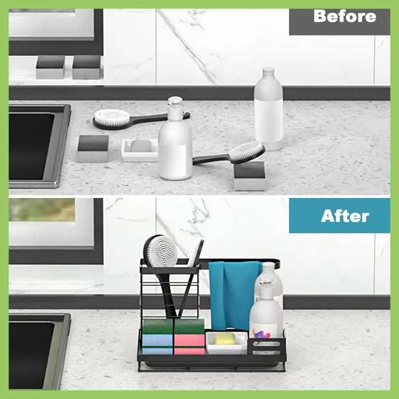 ABJT-Sink Caddy Кухонный держатель для губки из нержавеющей стали для хранения и организации с поддоном для капель, кухонная помощь
ABJT-Sink Caddy Кухонный держатель для губки из нержавеющей стали для хранения и организации с поддоном для капель, кухонная помощь