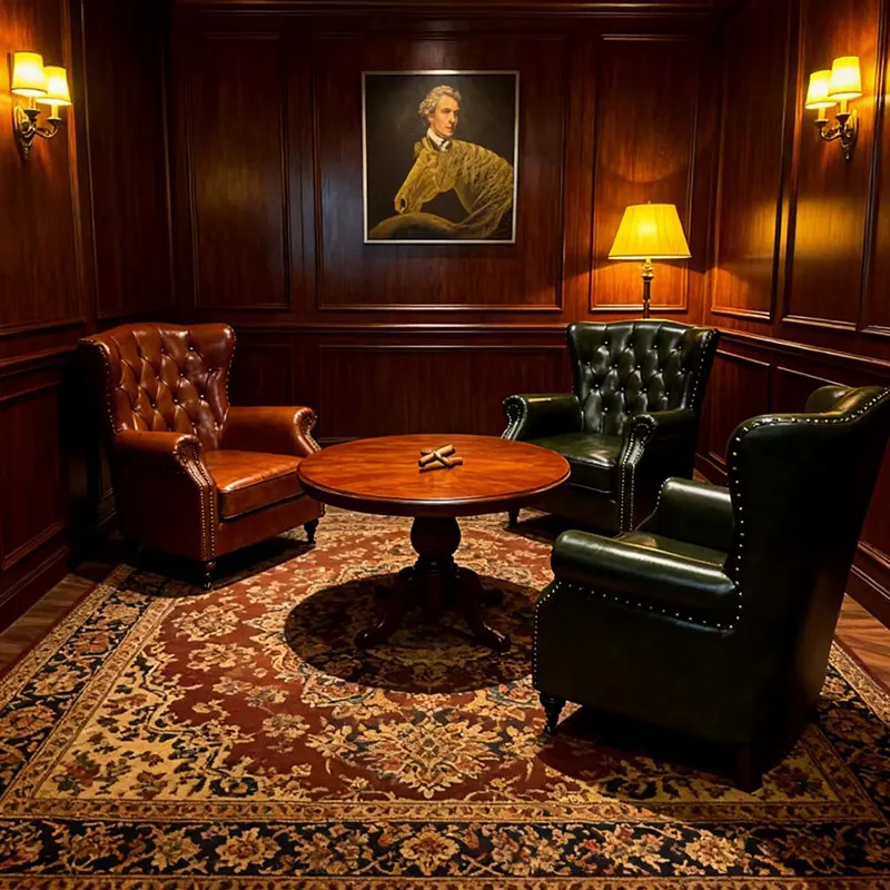 American retro cigar room sofa table and chairs sofa chair
American retro cigar room sofa table and chairs sofa chair