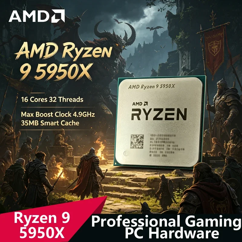 AMD Ryzen 9 5950X Zen3 AM4 CPU|16C/32T,3.4GHz-4.9GHz Boost,72MB Cache,105W Gaming Processor,No Stock Cooler Included
AMD Ryzen 9 5950X Zen3 AM4 CPU|16C/32T,3.4GHz-4.9GHz Boost,72MB Cache,105W Gaming Processor,No Stock Cooler Included