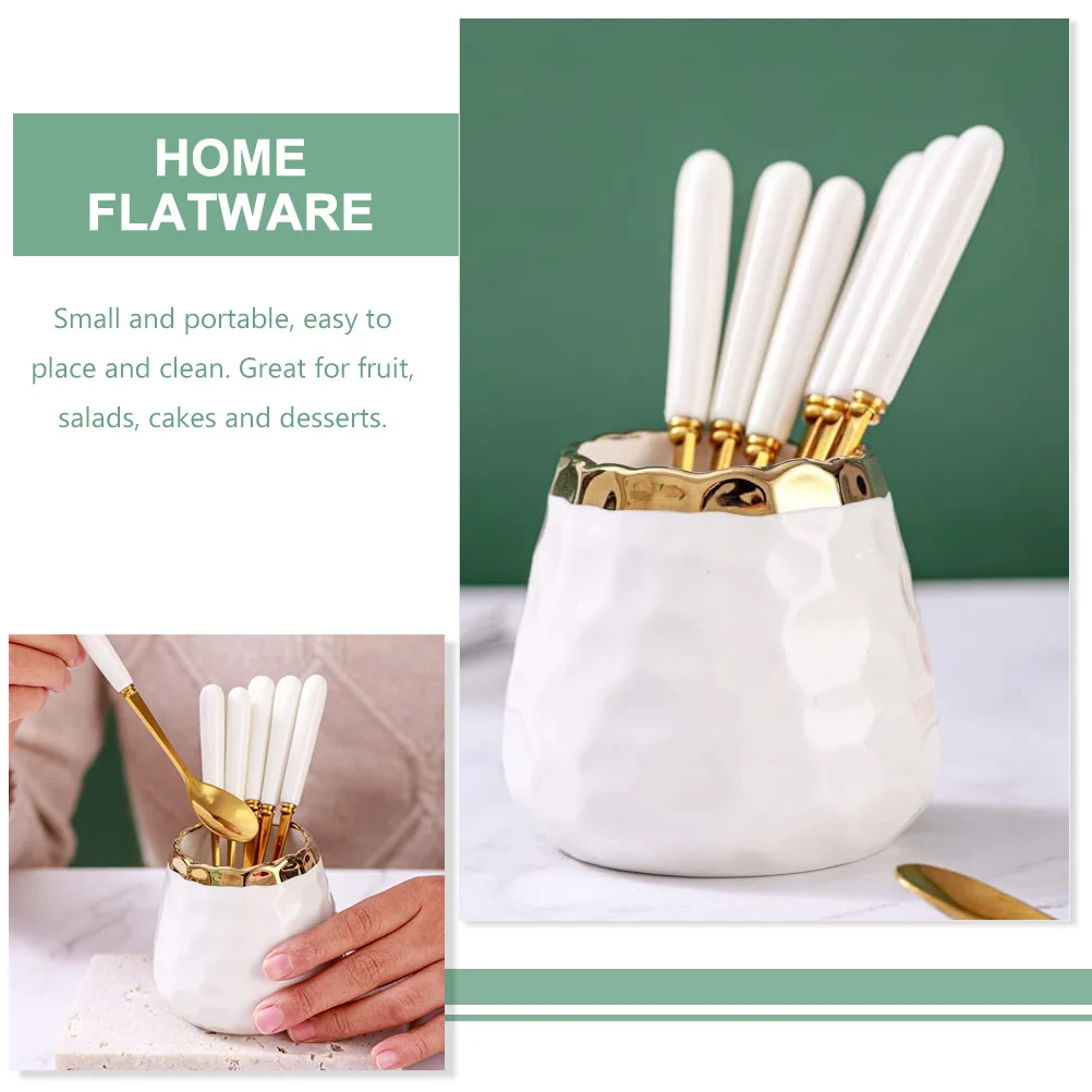 1Set Fruit Fork Storage Jar Premium Ceramic Stainless Steel Dessert Spoon Set for Cake Ice Cream Salad Home Kitchen Party Use
1Set Fruit Fork Storage Jar Premium Ceramic Stainless Steel Dessert Spoon Set for Cake Ice Cream Salad Home Kitchen Party Use