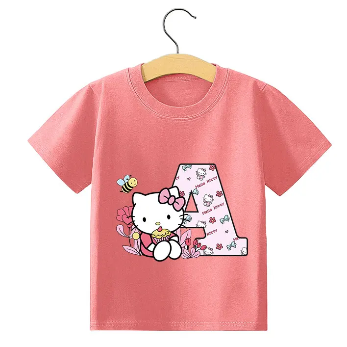 Hello Kitty A-Z Letter T-shirt Children Cute Cartoon Clothes Fashion Round Neck Clothing Pink Short Sleeve Kids Summer Tee Top
Hello Kitty A-Z Letter T-shirt Children Cute Cartoon Clothes Fashion Round Neck Clothing Pink Short Sleeve Kids Summer Tee Top