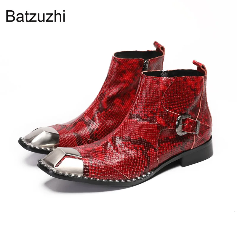 Batzuzhi Red Genuine Leather Ankle Boots for Men Handmade Men's Boots Square Toe Buckle Party, Motorcycle Boots for Men!
Batzuzhi Red Genuine Leather Ankle Boots for Men Handmade Men's Boots Square Toe Buckle Party, Motorcycle Boots for Men!