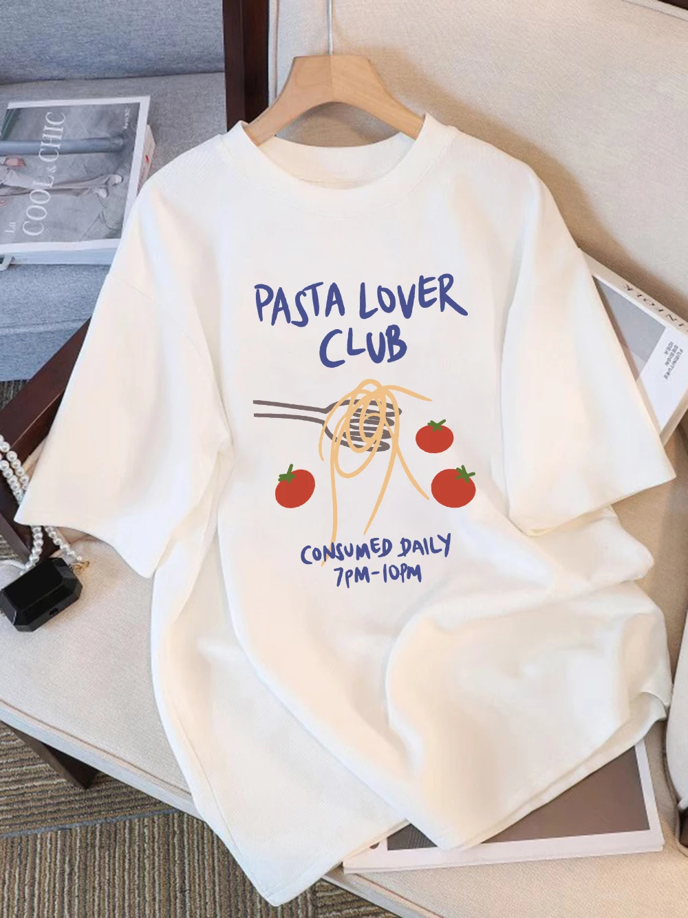 Women T-Shirt Cotton Summer Pasta Lover Club Consumed Daily Printing T Shirt Loose O-Neck Soft Comfortable Tops Basic Clothes
Women T-Shirt Cotton Summer Pasta Lover Club Consumed Daily Printing T Shirt Loose O-Neck Soft Comfortable Tops Basic Clothes