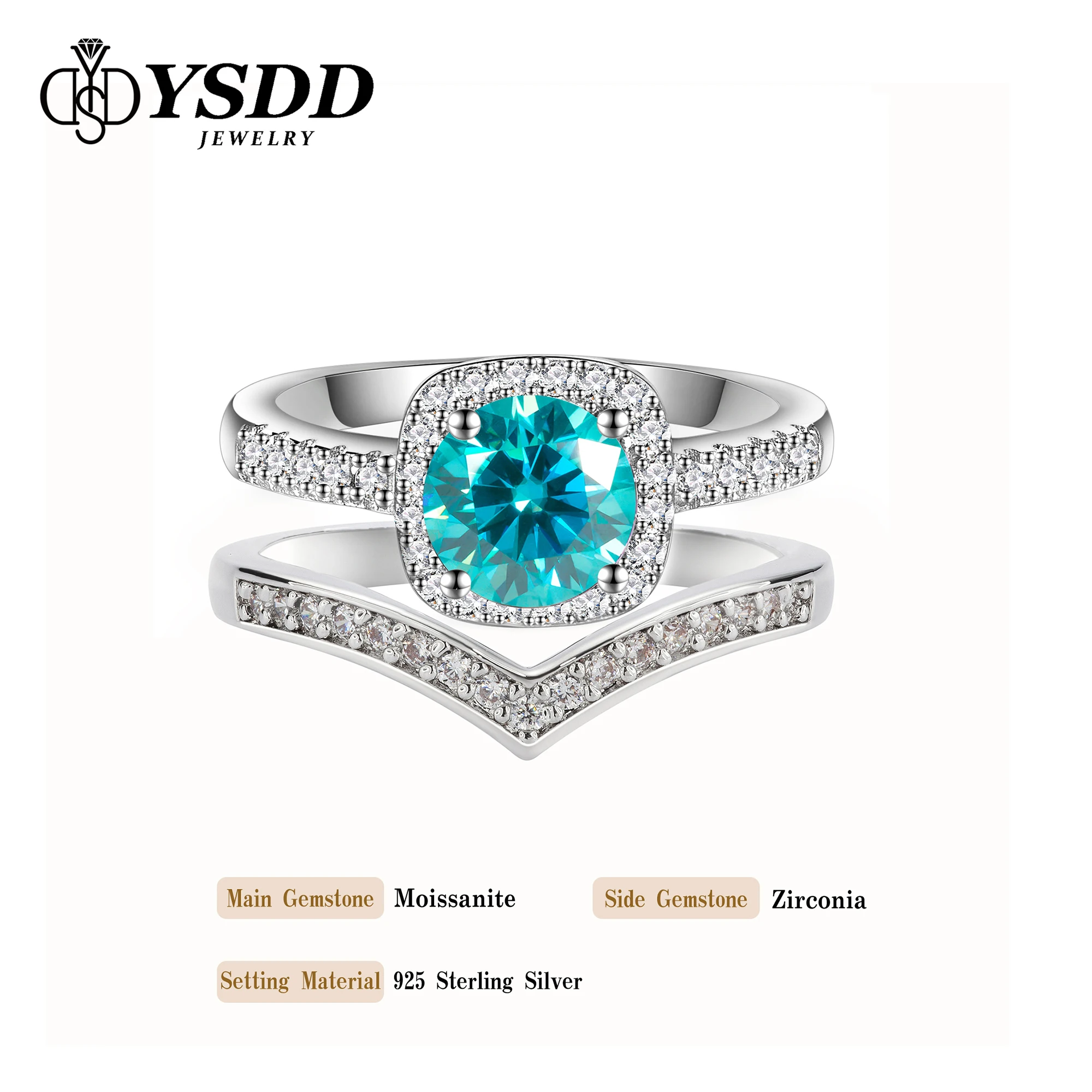 #98 YSDD Moissanite Ring 1 Carat Paraiba Blue Princess Square Pack 925 Sterling Silver V Row Ring Women's Ring Quality Jewelry
#98 YSDD Moissanite Ring 1 Carat Paraiba Blue Princess Square Pack 925 Sterling Silver V Row Ring Women's Ring Quality Jewelry