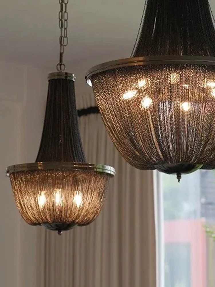 Classic retro LED Metal Tassel Black High Ceiling Chandeliers,suitable for Stair Decor decoration lamps in Fancy restaurant
Classic retro LED Metal Tassel Black High Ceiling Chandeliers,suitable for Stair Decor decoration lamps in Fancy restaurant