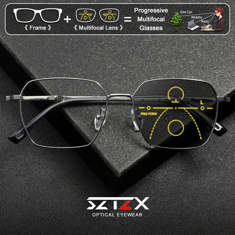 SZTZX Classic Versatile Titanium Multiangular Frame Prescription Glasses For Men Anti Blue Ray Photochromic Progressive Eyeware
SZTZX Classic Versatile Titanium Multiangular Frame Prescription Glasses For Men Anti Blue Ray Photochromic Progressive Eyeware