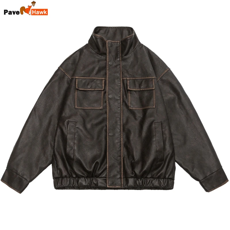 2024 Motorcycle Stand Collar Leather Jacket Mens Unisex American Trend Pu Coats Loose Multi Pocket Retro Bomber Outwear New
2024 Motorcycle Stand Collar Leather Jacket Mens Unisex American Trend Pu Coats Loose Multi Pocket Retro Bomber Outwear New