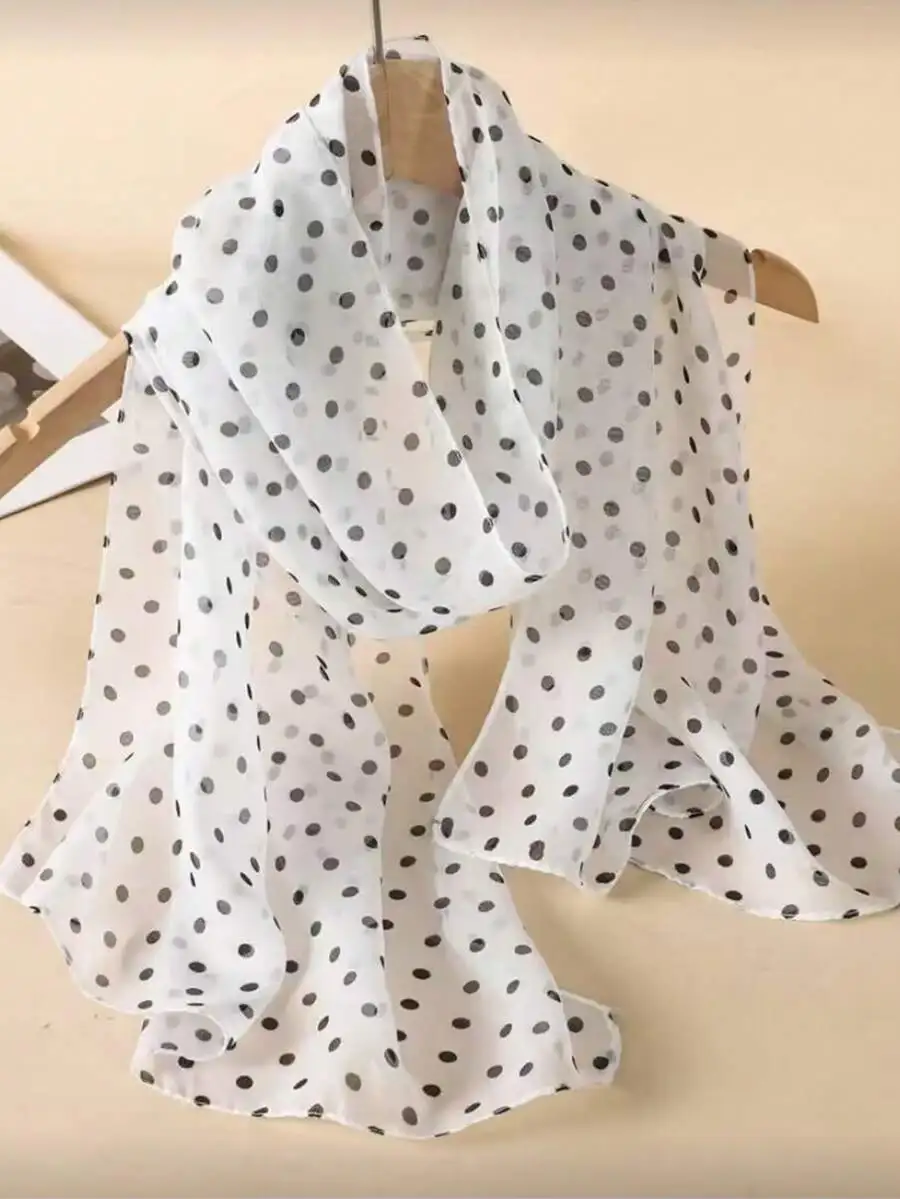 1pc Women's Elegant Minimalist Classic Polka Dot Print Chiffon Scarf, Casual Breathable Thin Neckerchief Shawl For Sun Protectio
1pc Women's Elegant Minimalist Classic Polka Dot Print Chiffon Scarf, Casual Breathable Thin Neckerchief Shawl For Sun Protectio