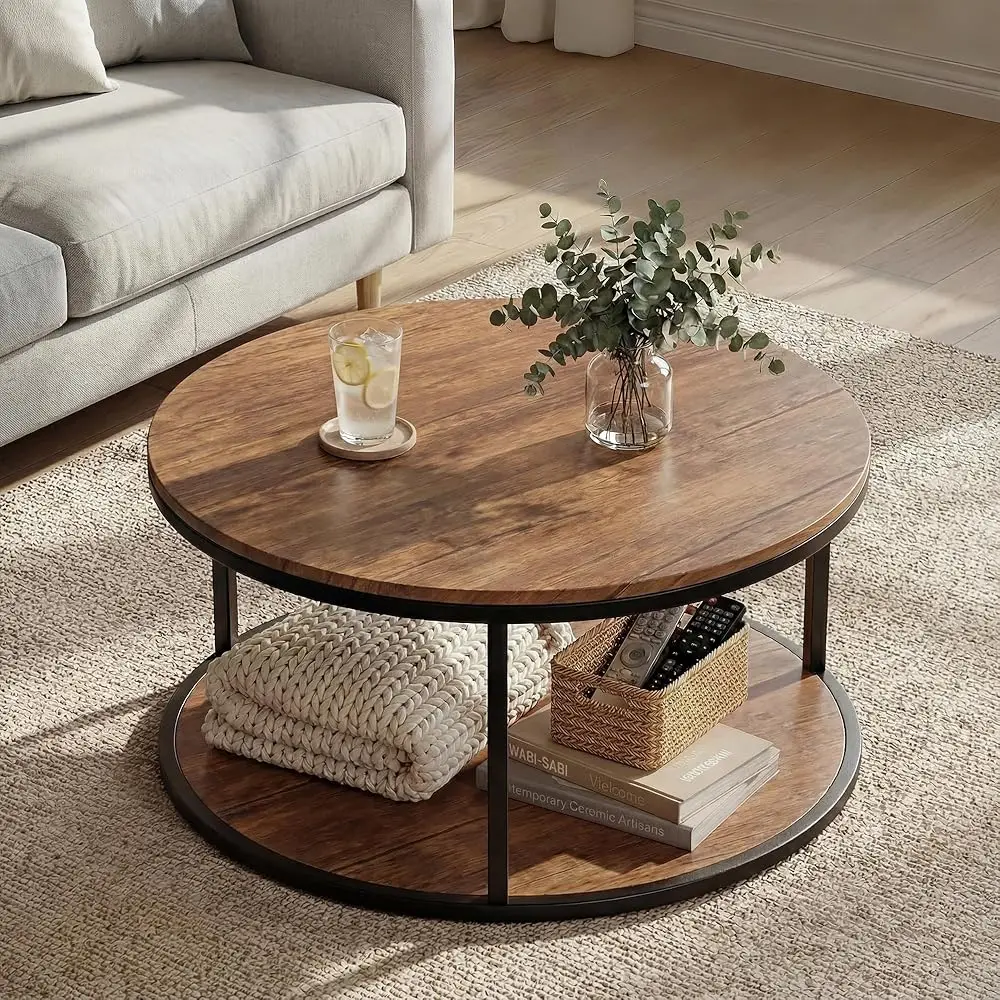 36\ Round Coffee Table, 2-Tier Wood Center Table with Storage Shelf, Heavy-Duty Metal Frame, Easy Assembly, Ideal for Living
36\ Round Coffee Table, 2-Tier Wood Center Table with Storage Shelf, Heavy-Duty Metal Frame, Easy Assembly, Ideal for Living