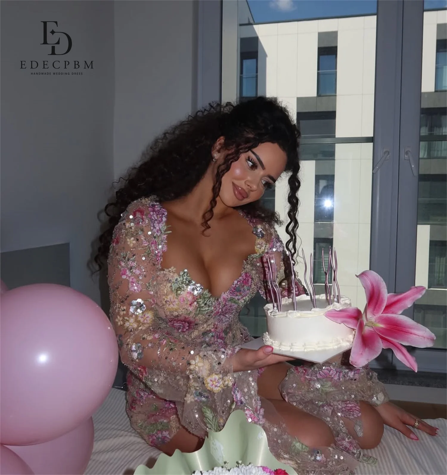 EDECPBM Tulle V-Neck Pink A-Line Cocktail Dress 2026 Prom Dress Full Sleeve Flowers Sequin Birthday Party Gown Customized
EDECPBM Tulle V-Neck Pink A-Line Cocktail Dress 2026 Prom Dress Full Sleeve Flowers Sequin Birthday Party Gown Customized
