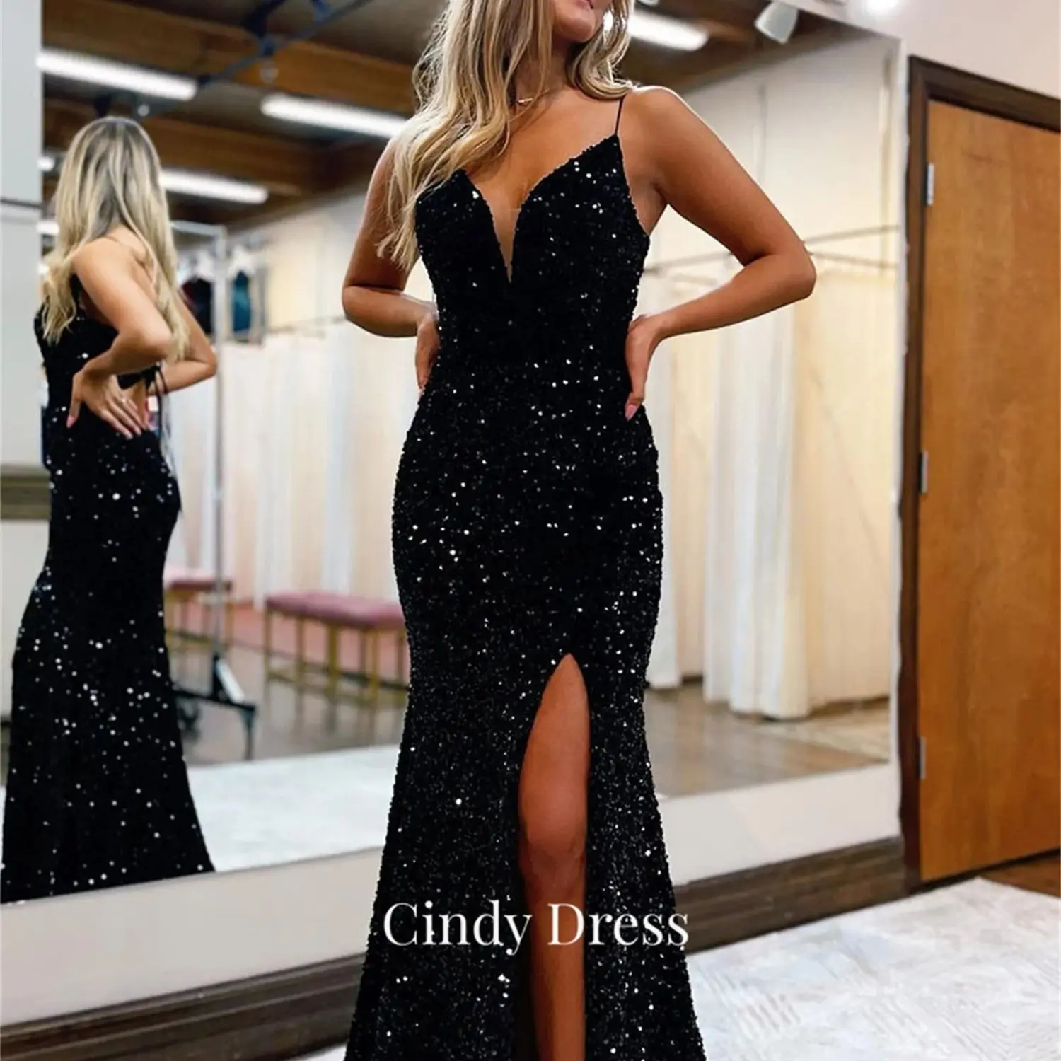 Cindy Mermaid Long Party Dresses Sequins Cocktail Women's Luxurious Evening Black Formal Dress V-neck Occasion Sexy Quinceanera
Cindy Mermaid Long Party Dresses Sequins Cocktail Women's Luxurious Evening Black Formal Dress V-neck Occasion Sexy Quinceanera