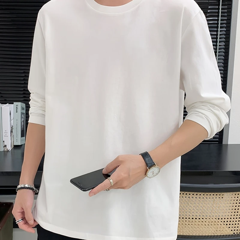 Повседневная футболка из 100% чистого хлопка с круглым вырезом и длинными рукавами для мужской уличной одежды, подходит для летних видов спорта и повседневной одежды
Повседневная футболка из 100% чистого хлопка с круглым вырезом и длинными рукавами для мужской уличной одежды, подходит для летних видов спорта и повседневной одежды