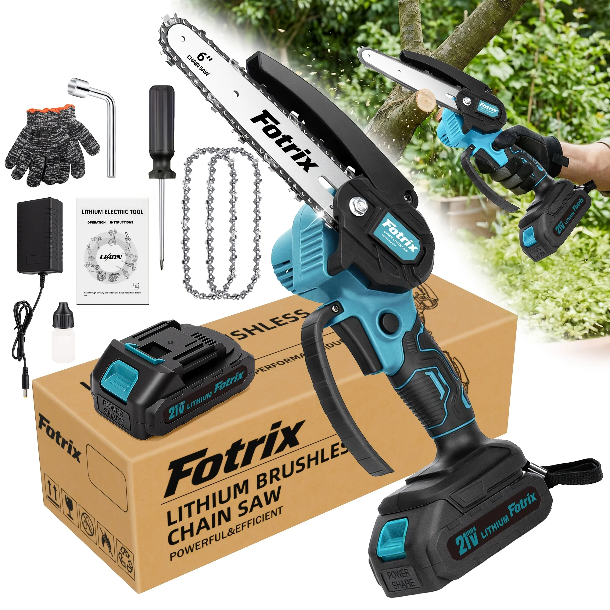 6-Inch & 8-Inch Cordless Mini Chainsaw Combo, Handheld Electric Chain Saw with Battery & Charger for Tree Trimming, Wood Cutting, Garden Pruning, Yard Work, Logging, Landscaping, Branch Clipping, Orchard Care & DIY Project
6-Inch & 8-Inch Cordless Mini Chainsaw Combo, Handheld Electric Chain Saw with Battery & Charger for Tree Trimming, Wood Cutting, Garden Pruning, Yard Work, Logging, Landscaping, Branch Clipping, Orchard Care & DIY Project