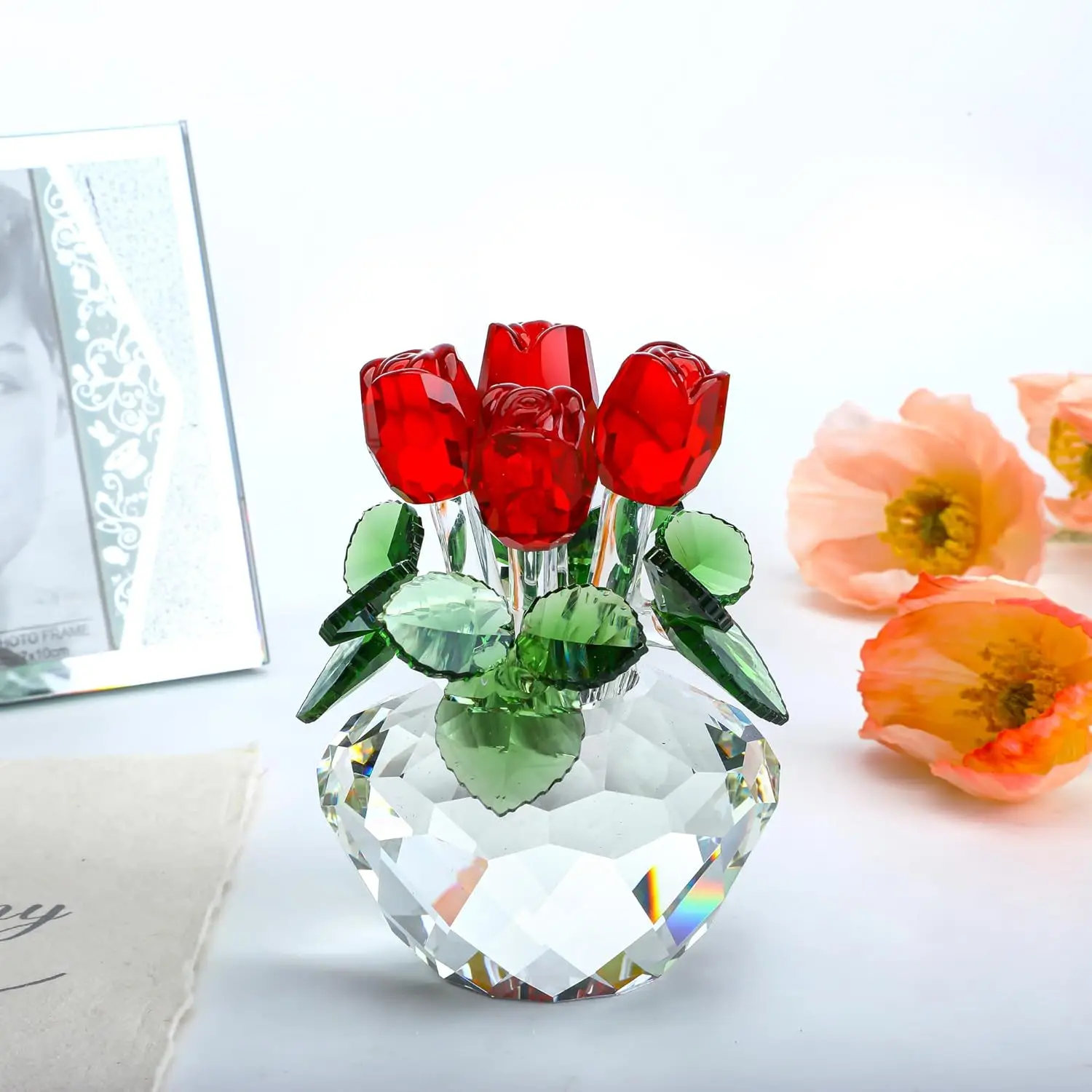 Crystal Red Rose Flowers Model Statue Glass Crafts Souvenirs Wedding Anniversary Valentine's Day Gift for Woman Home Decoration
Crystal Red Rose Flowers Model Statue Glass Crafts Souvenirs Wedding Anniversary Valentine's Day Gift for Woman Home Decoration