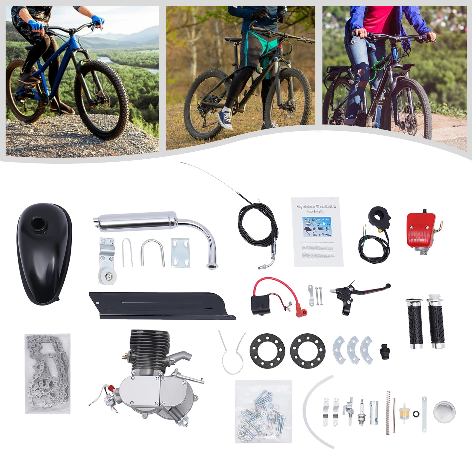 Bicycle Gasoline Engine Motor Kit, 110cc 2-Stroke Air Cooling Bike Motor Kit for Motorized Bikes 26/28 Bicycle Scooters
Bicycle Gasoline Engine Motor Kit, 110cc 2-Stroke Air Cooling Bike Motor Kit for Motorized Bikes 26/28 Bicycle Scooters