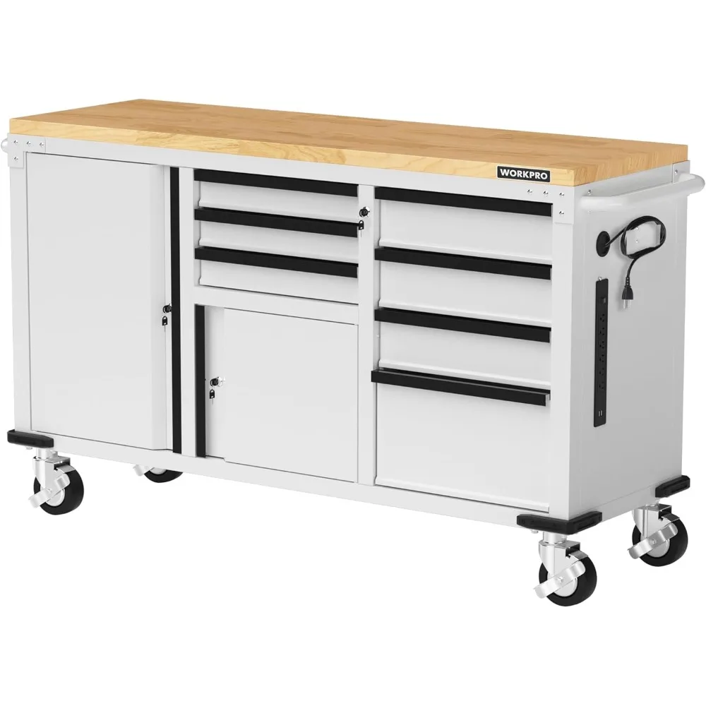 62" x 20" 7-Drawer & 2-Door Rolling Tool Chest, Mobile Tool Storage Cabinet with Power Strip, Locking System, Heavy Duty Rollin
62" x 20" 7-Drawer & 2-Door Rolling Tool Chest, Mobile Tool Storage Cabinet with Power Strip, Locking System, Heavy Duty Rollin