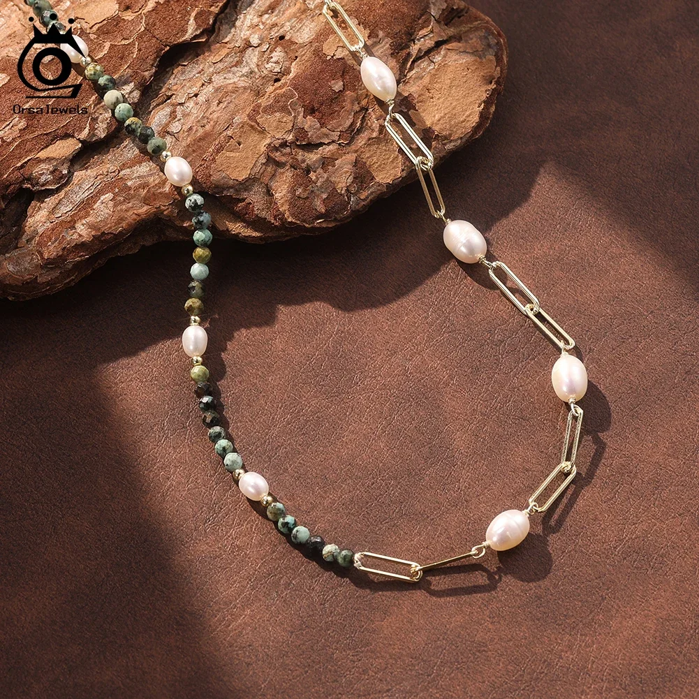 ORSA JEWELS S925 Silver Turquoise Beaded Choker Chain with Natural Pearls Statement Gemstone Jewelry for Women Accessory MPN17
ORSA JEWELS S925 Silver Turquoise Beaded Choker Chain with Natural Pearls Statement Gemstone Jewelry for Women Accessory MPN17