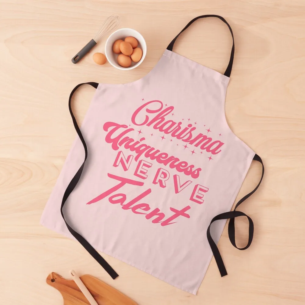 Charisma, uniqueness, nerve and talent Apron Sexy Chef Accessory Things For The Kitchen Camping Apron
Charisma, uniqueness, nerve and talent Apron Sexy Chef Accessory Things For The Kitchen Camping Apron