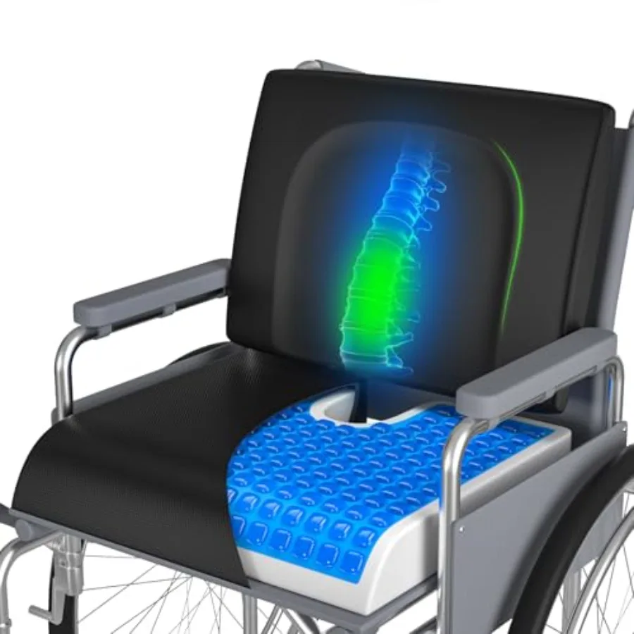 Wheelchair Cushions 18''x16''x 3'' Gel Wheelchair Seat Cushion with Lumbar Pillow 2-Piece Set for Relieve Sciatica Back Coccyx
Wheelchair Cushions 18''x16''x 3'' Gel Wheelchair Seat Cushion with Lumbar Pillow 2-Piece Set for Relieve Sciatica Back Coccyx