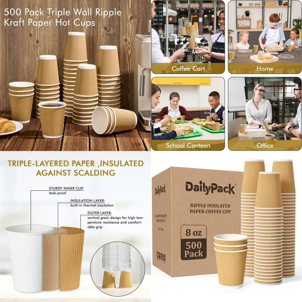 8 oz Insulated Ripple Wall Coffee Cups, 500 Pack for Home, Office, Hotel, and Events
8 oz Insulated Ripple Wall Coffee Cups, 500 Pack for Home, Office, Hotel, and Events