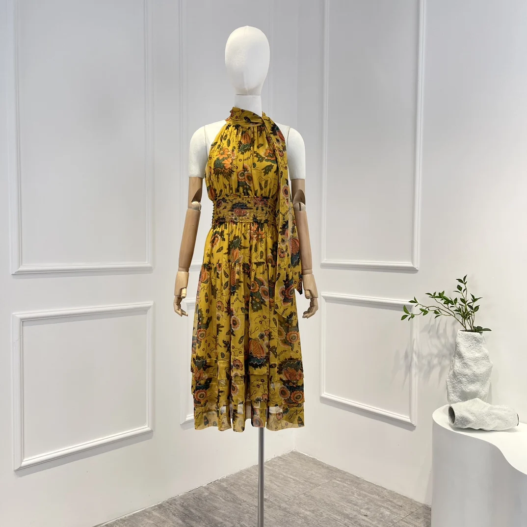 Summer Beach Style Latest High Quality Silk Vintage Floral Print Sleeveless Midi Dress Women Clothing
Summer Beach Style Latest High Quality Silk Vintage Floral Print Sleeveless Midi Dress Women Clothing