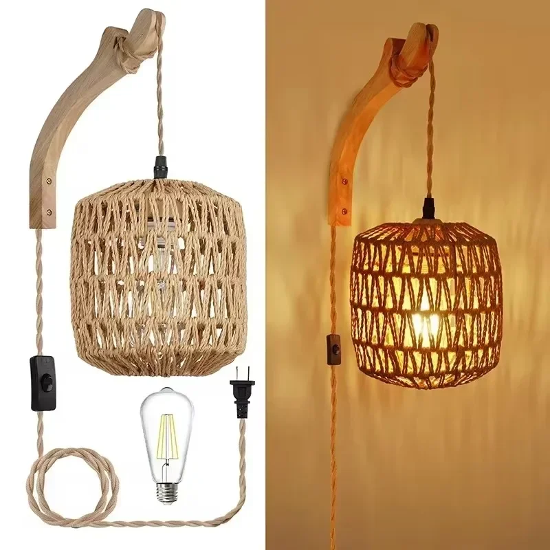 Bedside Wall Lamp American Hand-woven Paper Rope LEDLamp Indoor Entrance Bedside Lamp Button Switch Hemp Rope Chandelier bedroom
Bedside Wall Lamp American Hand-woven Paper Rope LEDLamp Indoor Entrance Bedside Lamp Button Switch Hemp Rope Chandelier bedroom
