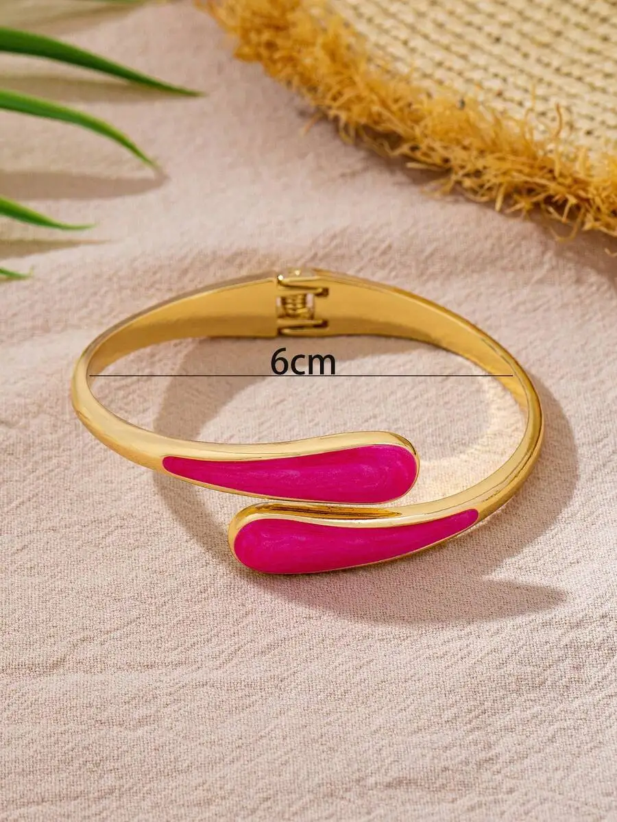 Gold-Tone Open Cuff Bracelet With Two Vibrant Pink Resin Teardrop Inlays For Women
Gold-Tone Open Cuff Bracelet With Two Vibrant Pink Resin Teardrop Inlays For Women