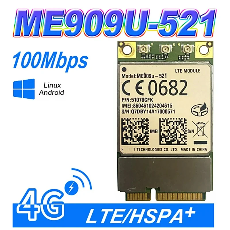Unlocked ME909U-521 FDD LTE Mini pcie 4G WCDMA Support GPS Voice Message GSM B1/B2/B3/B5/B7/B8/B20 For HUAWEI
Unlocked ME909U-521 FDD LTE Mini pcie 4G WCDMA Support GPS Voice Message GSM B1/B2/B3/B5/B7/B8/B20 For HUAWEI