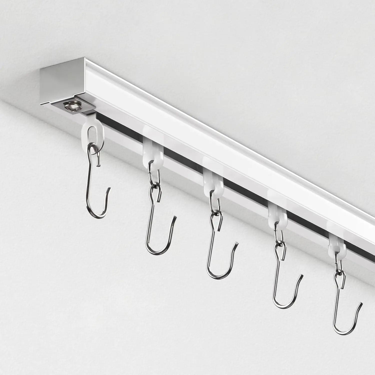 Ceiling Curtain Track, Curtain Track with Roller Hooks, 9ft - 12ft Ceiling Mounted Rail Set for Room Divider, White
Ceiling Curtain Track, Curtain Track with Roller Hooks, 9ft - 12ft Ceiling Mounted Rail Set for Room Divider, White