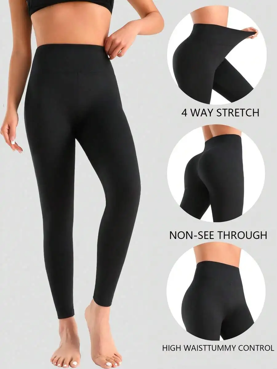 3-Pack Black High-Waist Leggings For Women — 4-Way Stretch, Opaque, Tummy Control, One & Plus Size
3-Pack Black High-Waist Leggings For Women — 4-Way Stretch, Opaque, Tummy Control, One & Plus Size