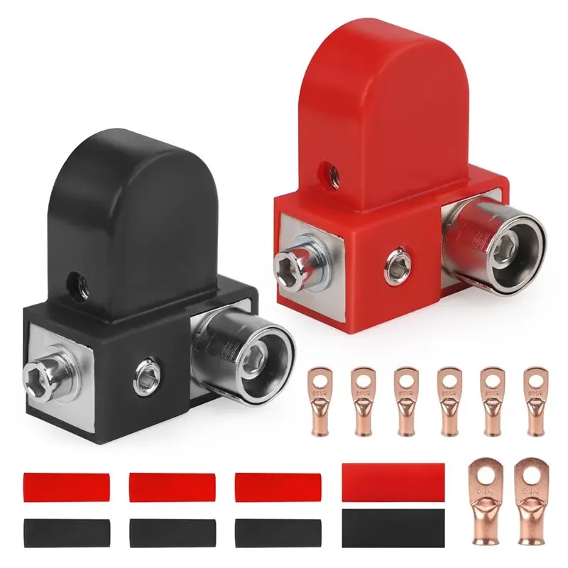 Positive Negative Battery Terminals In Solid Brass With Adaptor Collars- 1X0/2/4 Gauge Input& 1X4/8 Gauge Output Connections
Positive Negative Battery Terminals In Solid Brass With Adaptor Collars- 1X0/2/4 Gauge Input& 1X4/8 Gauge Output Connections