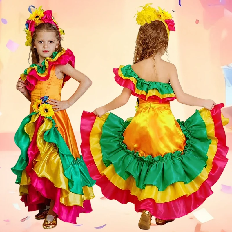 Kids Sunflower Dance Costume Children Carnival Performance Outfit Ethnic Cosplay Dress Stage Show Party Fancy Dress for Children
Kids Sunflower Dance Costume Children Carnival Performance Outfit Ethnic Cosplay Dress Stage Show Party Fancy Dress for Children