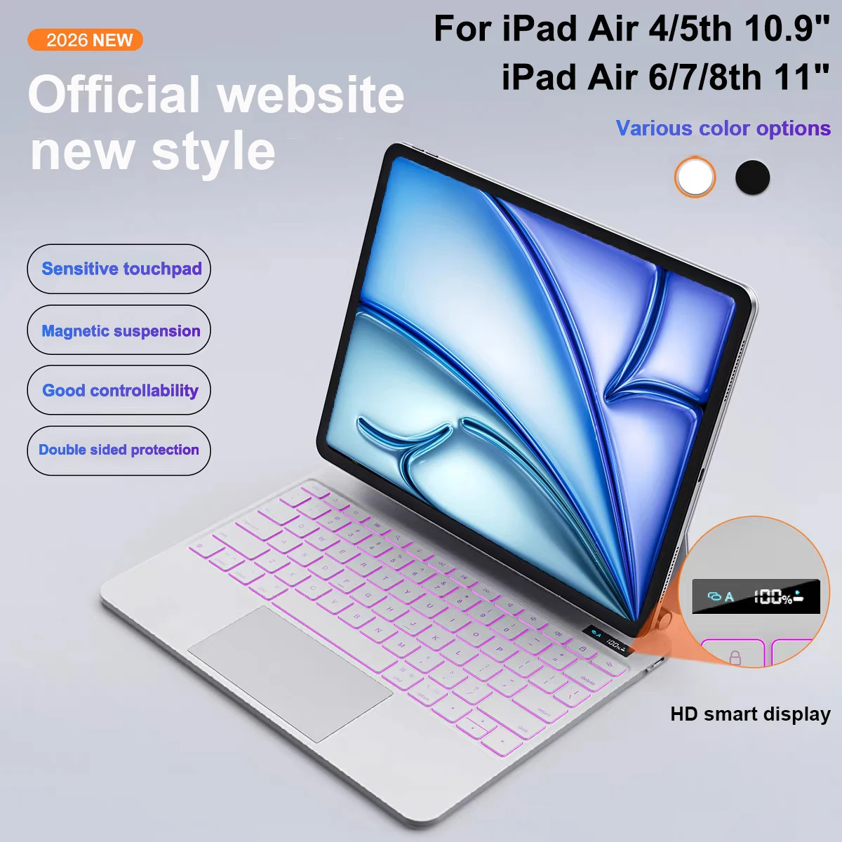 Magnetic Keyboard For iPad Air 10.9/11" Case,for iPad Air 4/5 10.9" 6/7/8th 11inch Smart Backlit Keyboard,Suspended bracket
Magnetic Keyboard For iPad Air 10.9/11" Case,for iPad Air 4/5 10.9" 6/7/8th 11inch Smart Backlit Keyboard,Suspended bracket