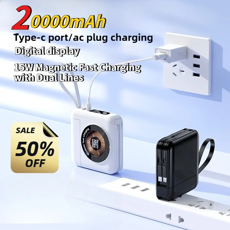 Поставляется с вилкой переменного тока Magsafe, беспроводная зарядка с кабелем PowerBank PD22.5W, 20000 мАч, мобильный источник питания, подходит для IPhoneXiaomi
Поставляется с вилкой переменного тока Magsafe, беспроводная зарядка с кабелем PowerBank PD22.5W, 20000 мАч, мобильный источник питания, подходит для IPhoneXiaomi