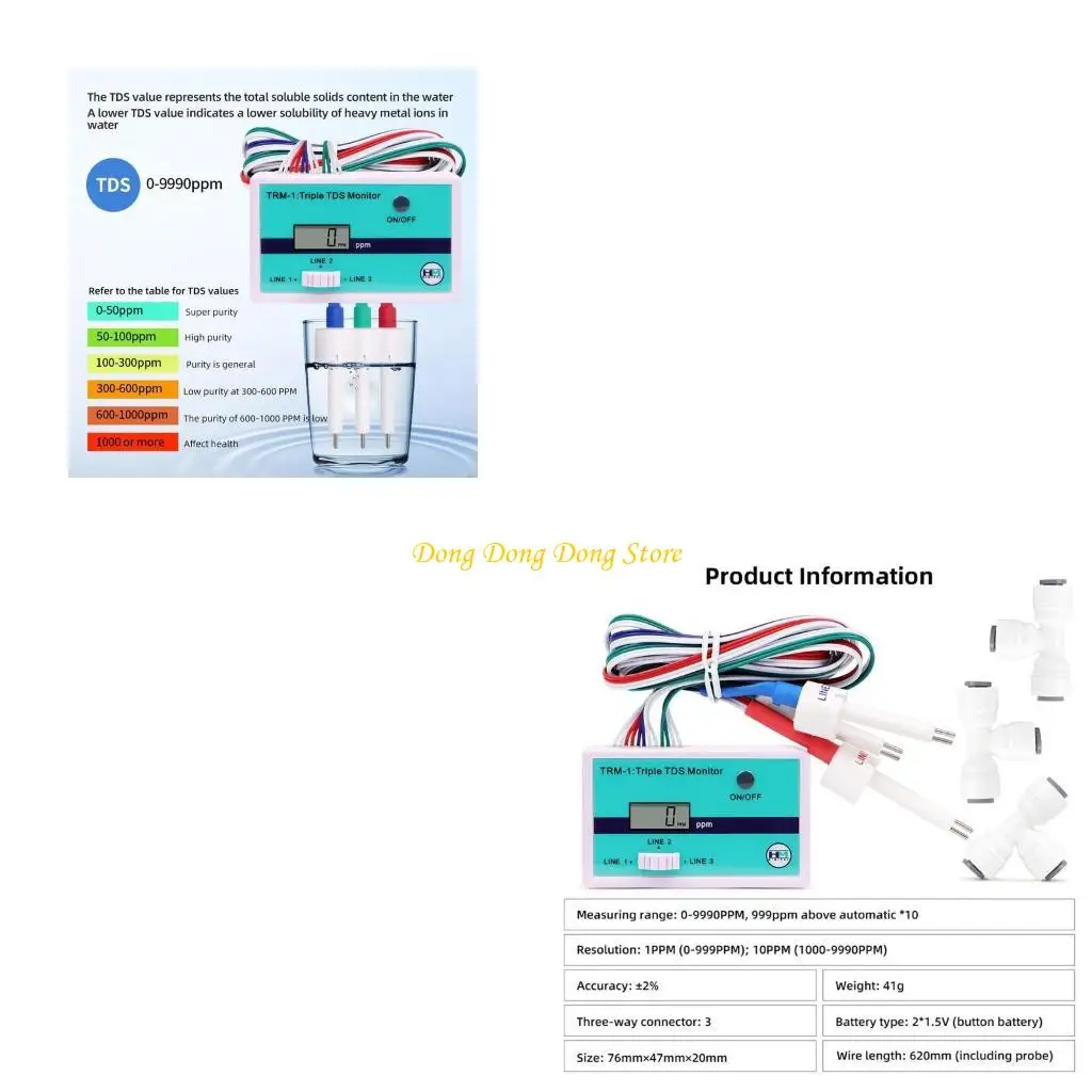 Portable Water Quality Tester Water Testing Meter with Accurate Readings Easy to Use Triple Inlines PPM Monitor
Portable Water Quality Tester Water Testing Meter with Accurate Readings Easy to Use Triple Inlines PPM Monitor