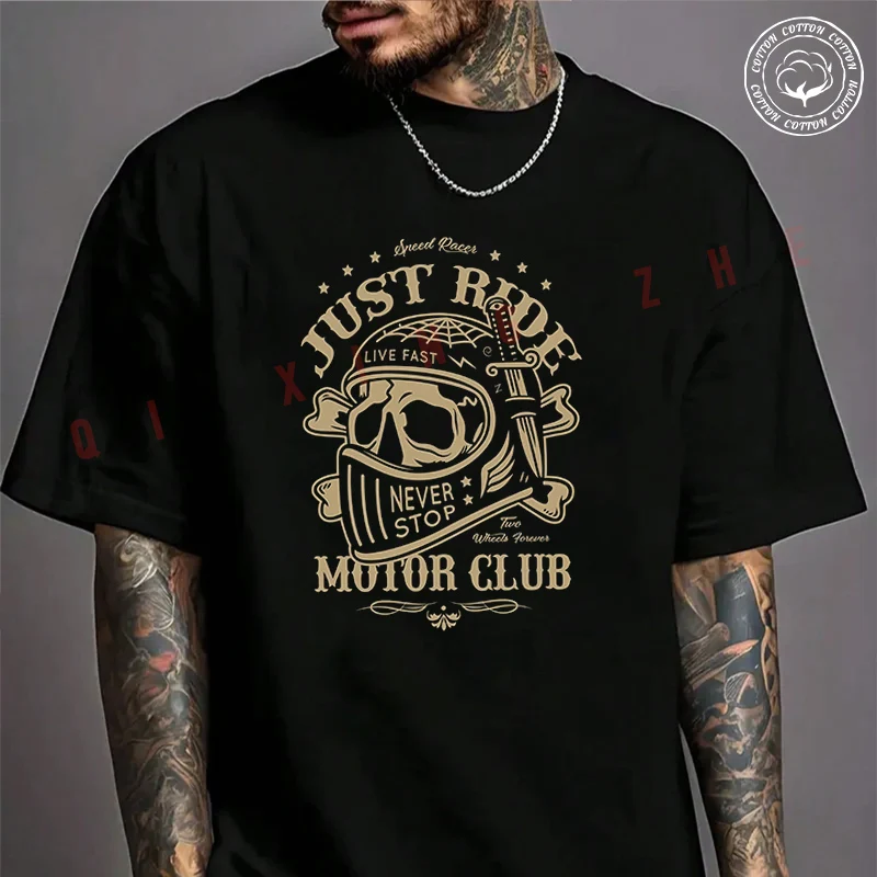 Moto Men's T-shirt Creative Retro Skull Motorcycle Cotton T Shirt Short Sleeve Exquisite Design Essential Top Tees
Moto Men's T-shirt Creative Retro Skull Motorcycle Cotton T Shirt Short Sleeve Exquisite Design Essential Top Tees