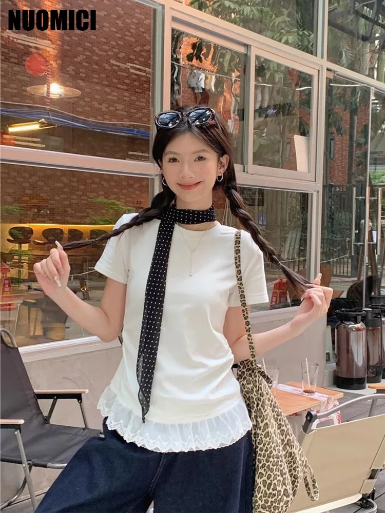 NUOMICI Gentle Sweet Style Design Lace Splicing Short Sleeves 2025 Summer Women's T-shirt White Slim Fit Top For Travel | Night
NUOMICI Gentle Sweet Style Design Lace Splicing Short Sleeves 2025 Summer Women's T-shirt White Slim Fit Top For Travel | Night
