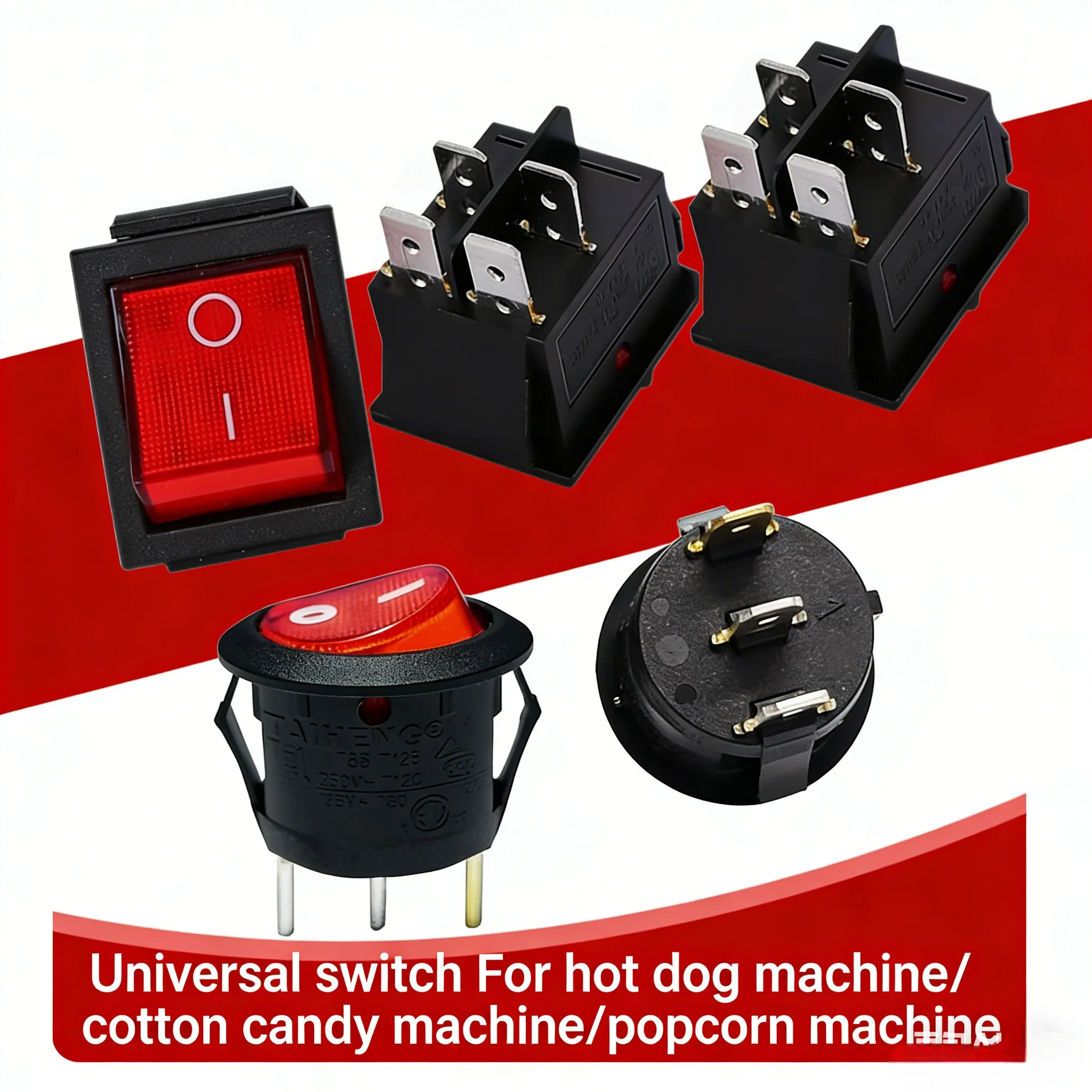 Hot dog machine Sausage roasting machine Lighting Rotary switch Marshmallow Popcorn machine Sausage General Power switch
Hot dog machine Sausage roasting machine Lighting Rotary switch Marshmallow Popcorn machine Sausage General Power switch