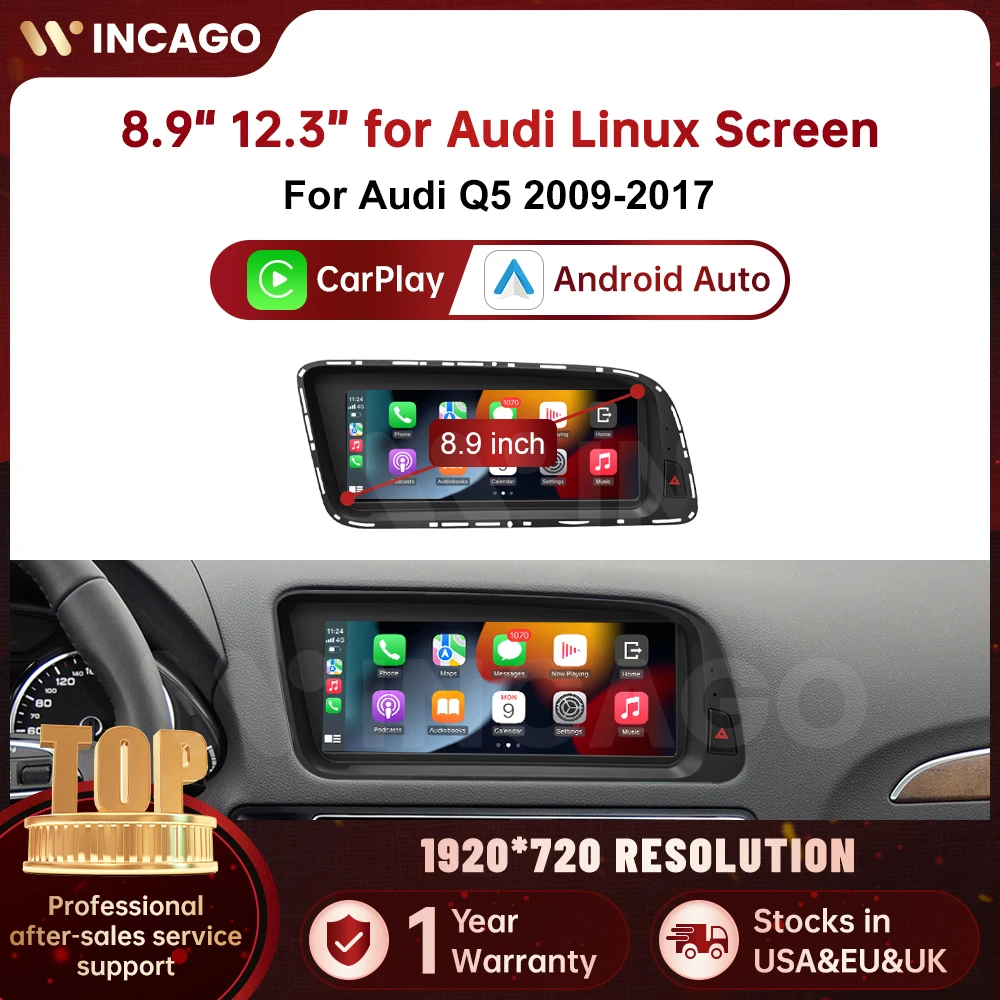 Wincago 8.9 Inch Linux CarPlay Screen Android Auto 1920*720 Multimedia Touch Screen For Audi Q5 2009-2017
Wincago 8.9 Inch Linux CarPlay Screen Android Auto 1920*720 Multimedia Touch Screen For Audi Q5 2009-2017