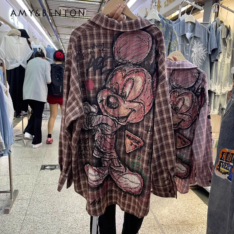 Trendy Brand Top Women's Clothing 2025 Spring Summer New Retro Plaid Medium And Long Letter Cartoon Loose Y2k Long-sleeved Shirt
Trendy Brand Top Women's Clothing 2025 Spring Summer New Retro Plaid Medium And Long Letter Cartoon Loose Y2k Long-sleeved Shirt