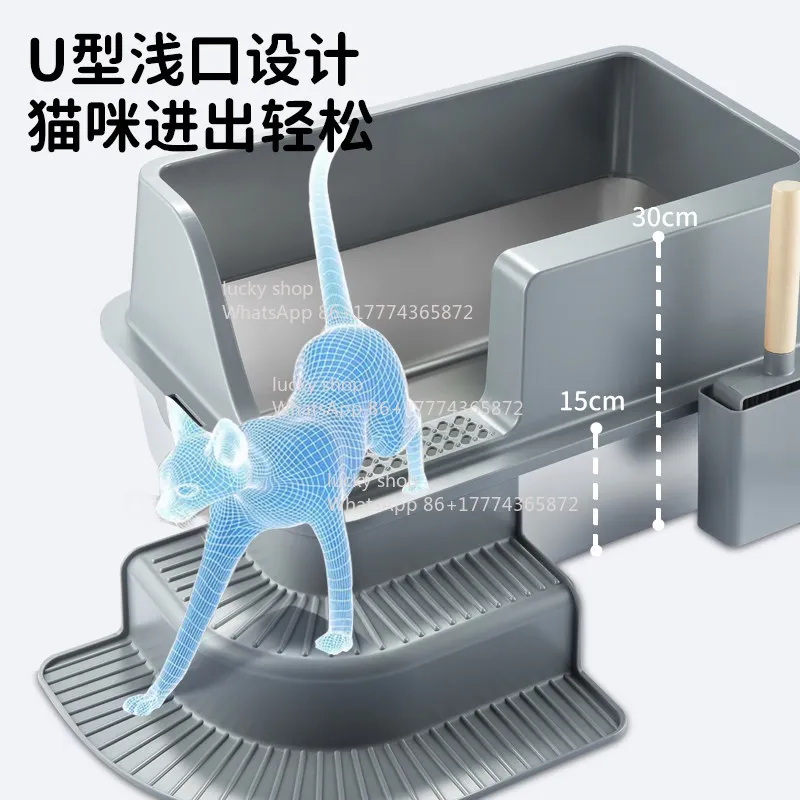 Extra Large Stainless Steel Cat Litter Box, Splash Proof, Easy To Clean and Odorless in Cat Toilets
Extra Large Stainless Steel Cat Litter Box, Splash Proof, Easy To Clean and Odorless in Cat Toilets