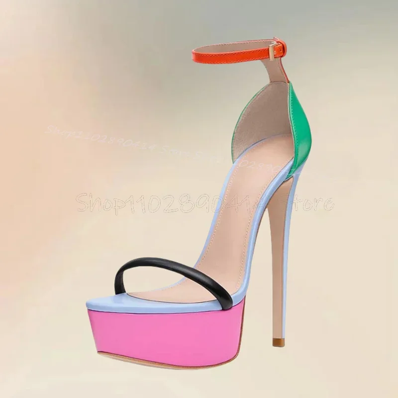 Mixed Color Strappy Open Toe Platform Sandals Ankle Buckle Strap Women Shoes Thin High Heels Fashion 2026 Zapatos Para Mujere
Mixed Color Strappy Open Toe Platform Sandals Ankle Buckle Strap Women Shoes Thin High Heels Fashion 2026 Zapatos Para Mujere
