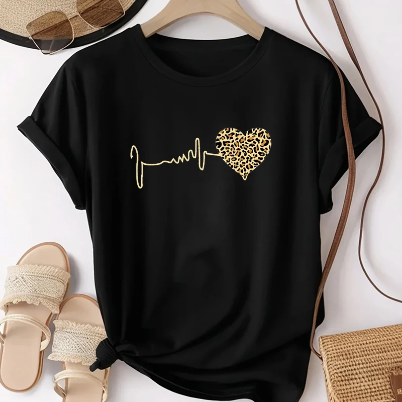 Summer Women's T-Shirt New 90 's Leopard Heartbeat Short Sleeve Print Clothing Harajuku Graphic Women Clothing Top Goth
Summer Women's T-Shirt New 90 's Leopard Heartbeat Short Sleeve Print Clothing Harajuku Graphic Women Clothing Top Goth