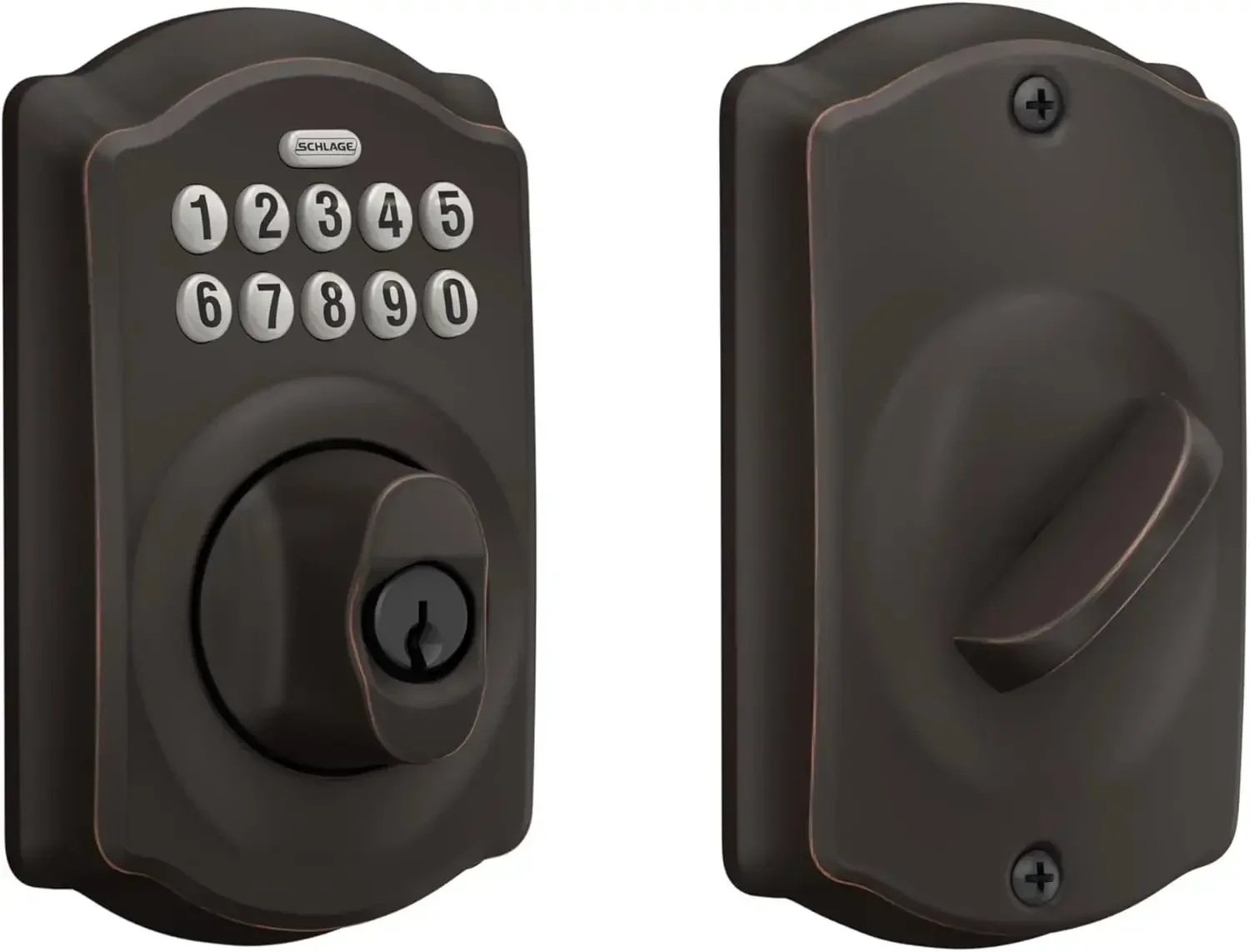 BE365 V CAM 716 Camelot Keypad Deadbolt, Electronic Keyless Entry Lock, Aged Bronze
BE365 V CAM 716 Camelot Keypad Deadbolt, Electronic Keyless Entry Lock, Aged Bronze
