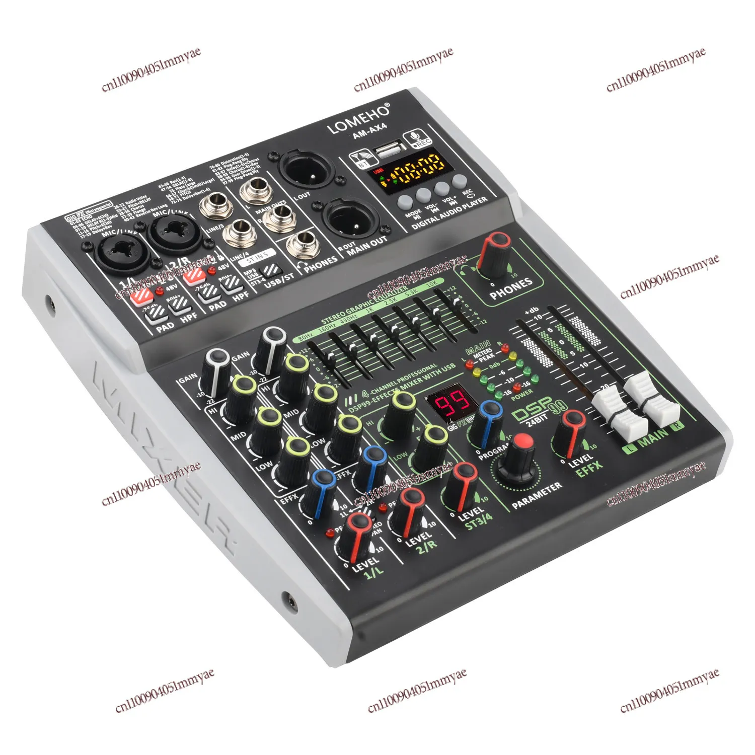 4/6/8 99DSP Small Mixer Mobile Phone Computer Live Broadcast 7-segment Equalization Independent + 48V Phantom Mixer
4/6/8 99DSP Small Mixer Mobile Phone Computer Live Broadcast 7-segment Equalization Independent + 48V Phantom Mixer